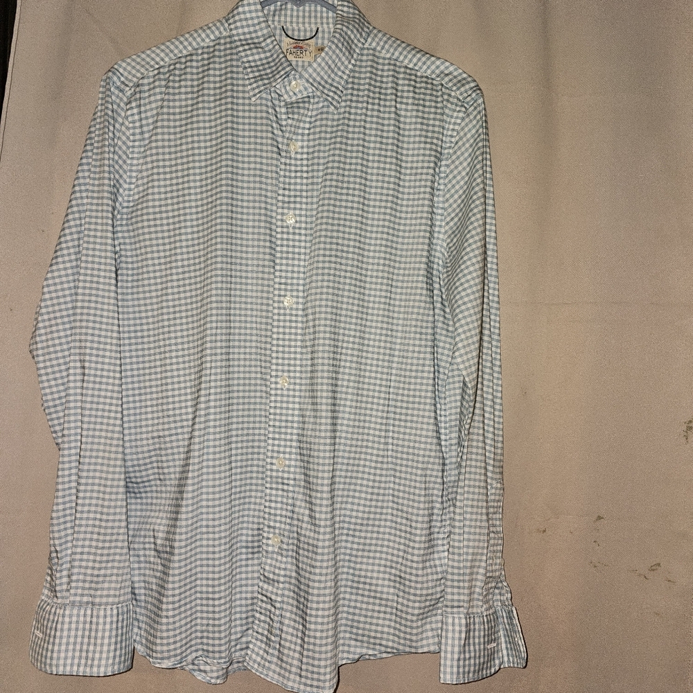 Faherty Light Blue Gingham Button Down Shirt - image 2